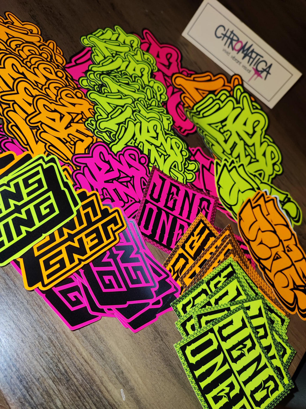 Neon Graffiti Sticker Set – Street Art in Neon Orange, Neon Yellow & Neon Pink, 15 Pcs
