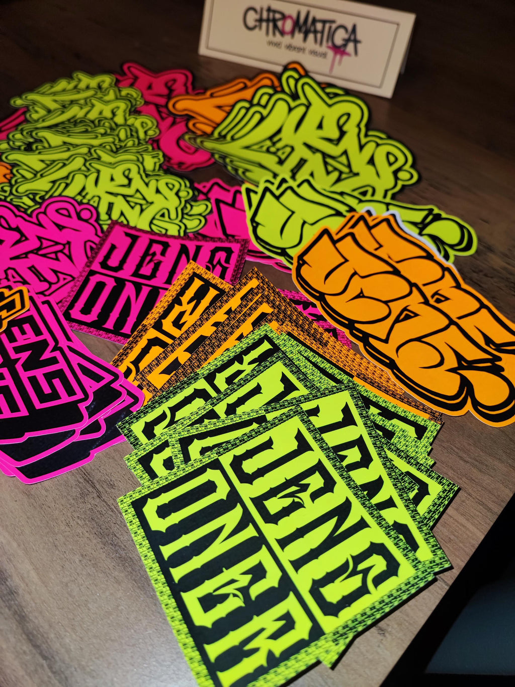 Neon Graffiti Sticker Set – Street Art in Neon Orange, Neon Yellow & Neon Pink, 15 Pcs
