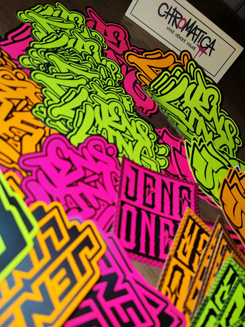 Neon Graffiti Sticker Set – Street Art in Neon Orange, Neon Yellow & Neon Pink, 15 Pcs