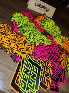 Neon Graffiti Sticker Set – Street Art in Neon Orange, Neon Yellow & Neon Pink, 15 Pcs
