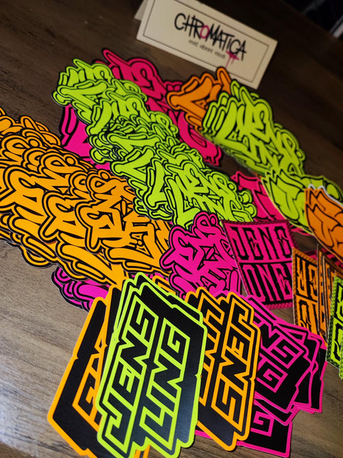 Neon Graffiti Sticker Set – Street Art in Neon Orange, Neon Yellow & Neon Pink, 15 Pcs