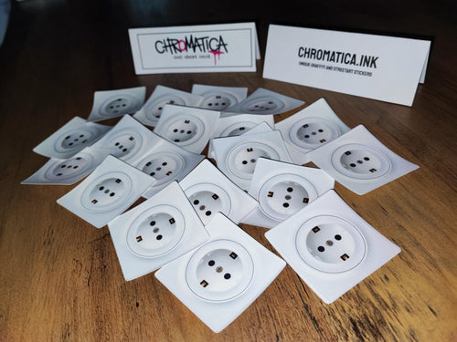 Realistic Outlet Stickers – Set of 10 | Weatherproof & Funny | EU Power Outlet Prank Stickers 6x6 cm