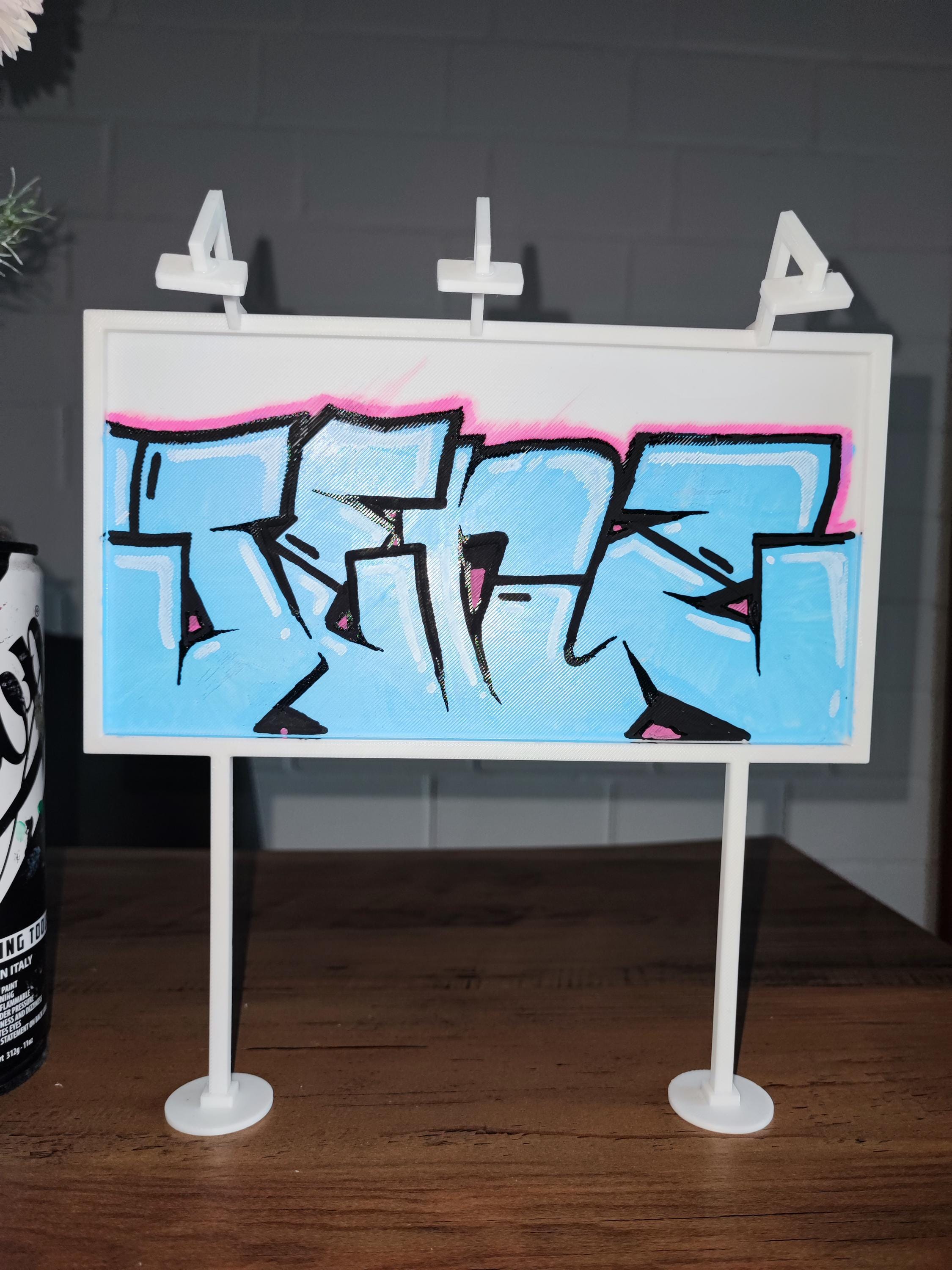 Hand-Painted Graffiti Billboard – Unique Street Art Miniature for Urban Art Lovers | 3D Printed Collectible | Urban Decor