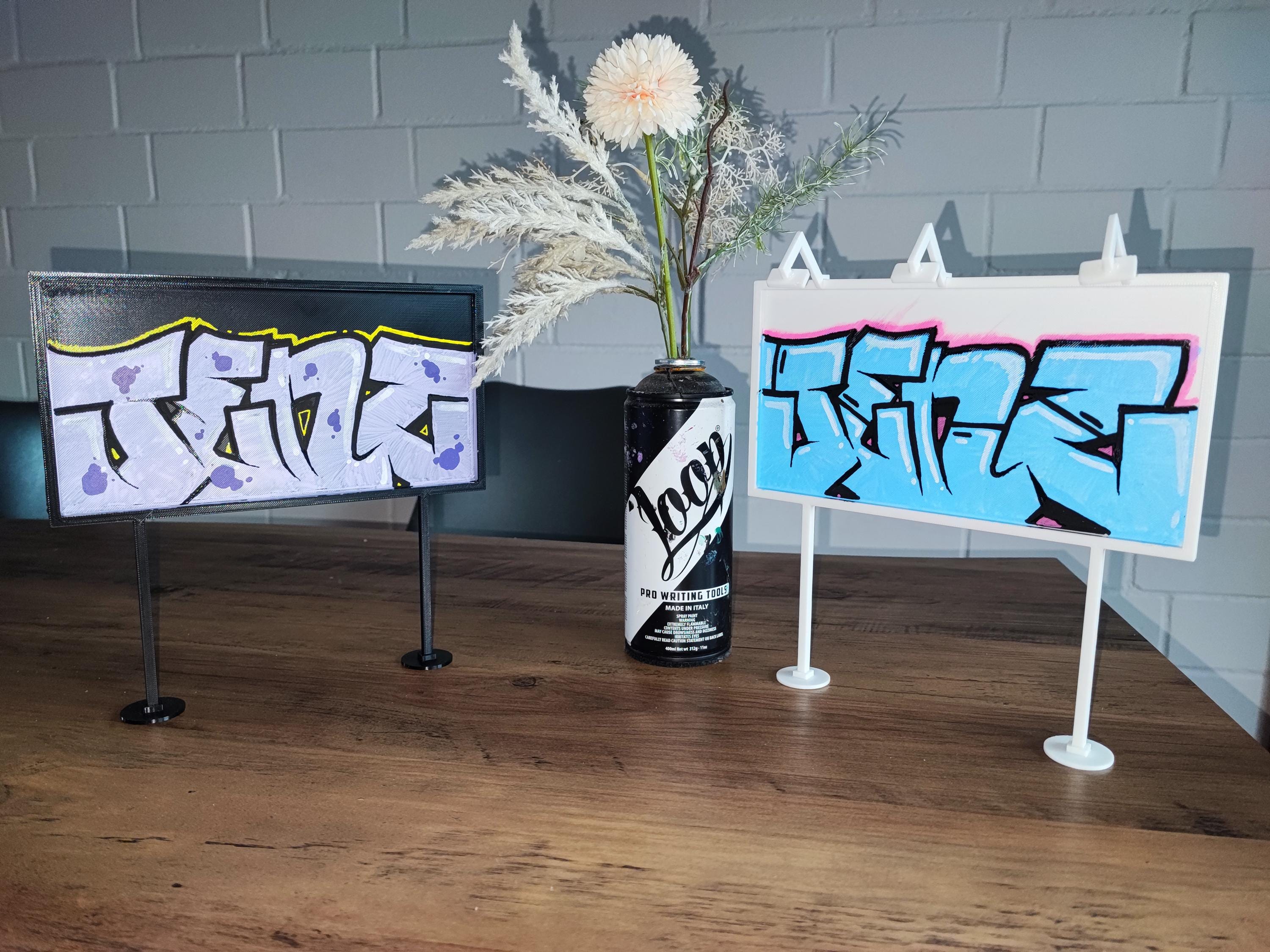 Hand-Painted Graffiti Billboard – Unique Street Art Miniature for Urban Art Lovers | 3D Printed Collectible | Urban Decor