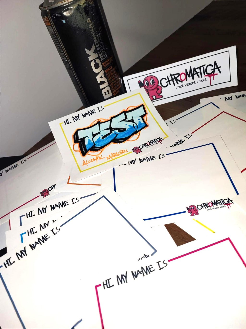 20 Hi My Name Is Stickers A6 – Color Slap Blanks – Extra Strong Adhesive – Printer & Marker Ready
