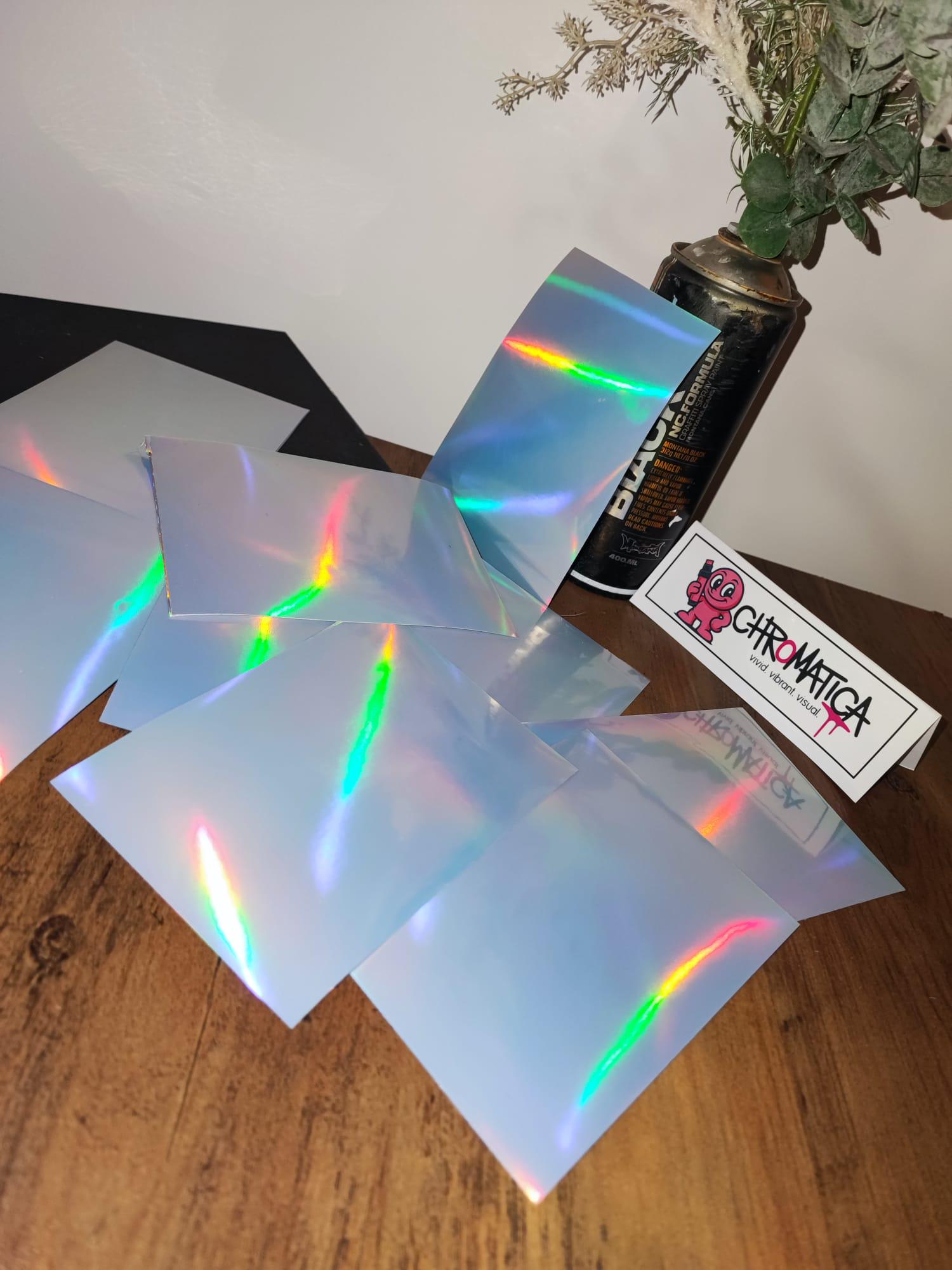 20 A6 Hologram Stickers – DIY Slap Blanks – Reflective Film – Graffiti & Street Art Printable