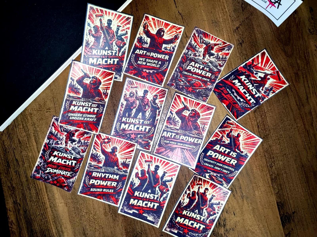 Art Is Power Sticker Pack (10 pcs) – 7x10.5 cm Street Art & Graffiti Design – Political Urban Vinyl Stickers