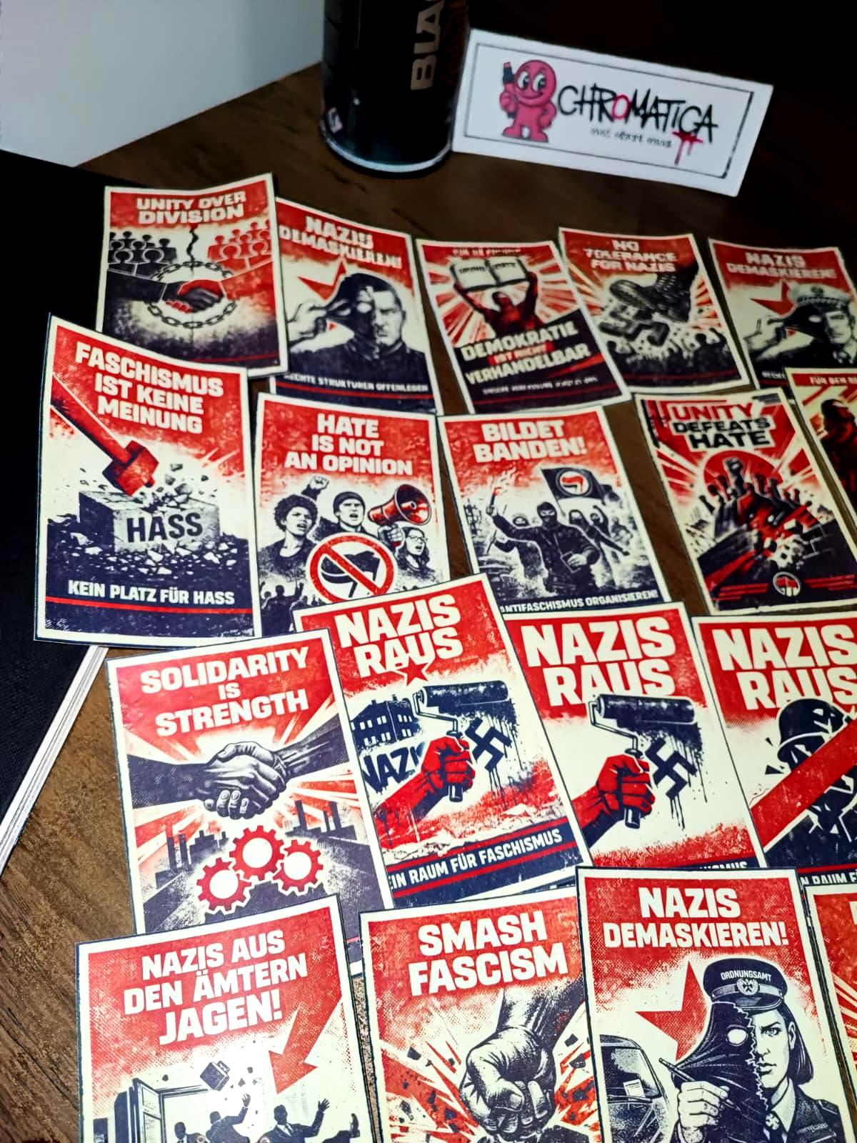Antifa Sticker Pack (20 pcs) – Political Vintage Propaganda Style Stickers – Street Art Protest Set – Anti Fascism Art