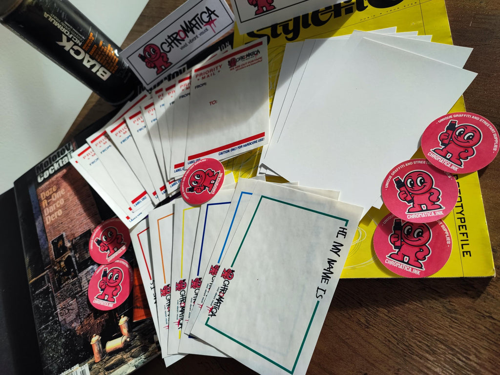 Graffiti Stickers 30 Pack – Slap Sticker Pack with Hi My Name & Eggshell – Pro Street Supply