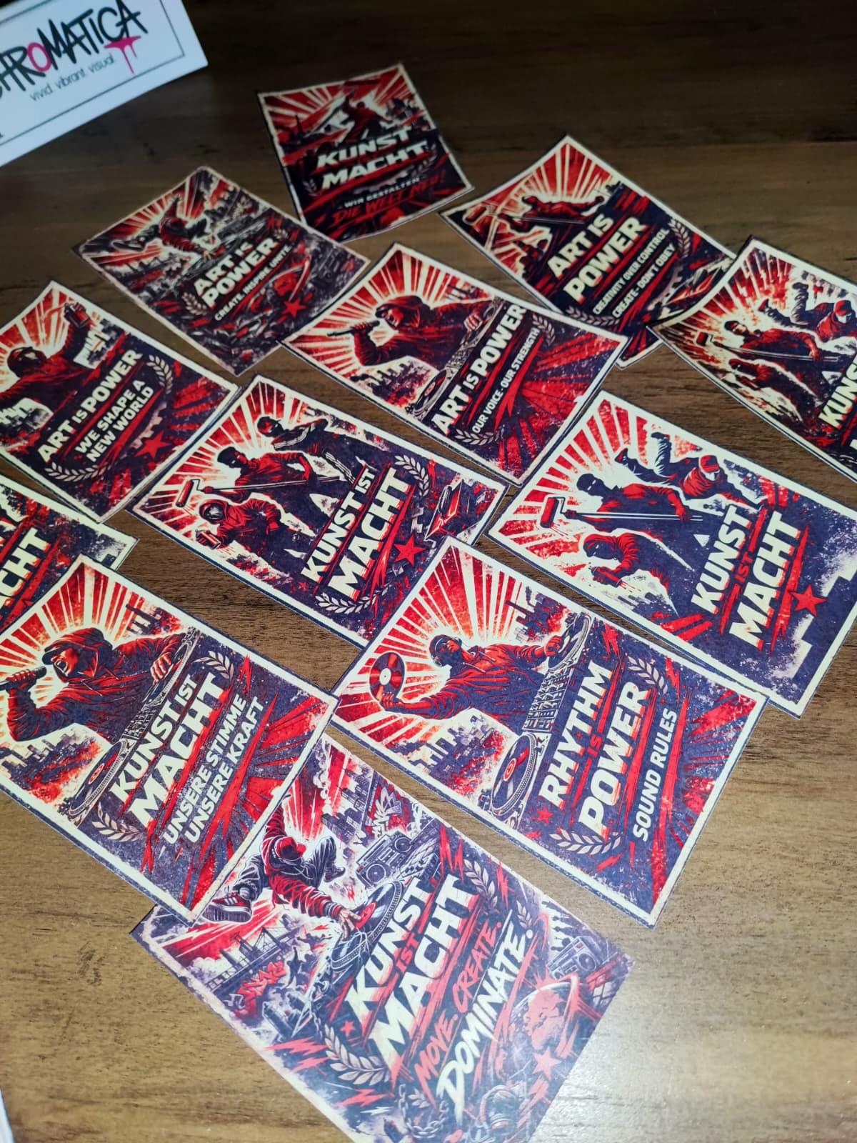 Art Is Power Sticker Pack (10 pcs) – 7x10.5 cm Street Art & Graffiti Design – Political Urban Vinyl Stickers