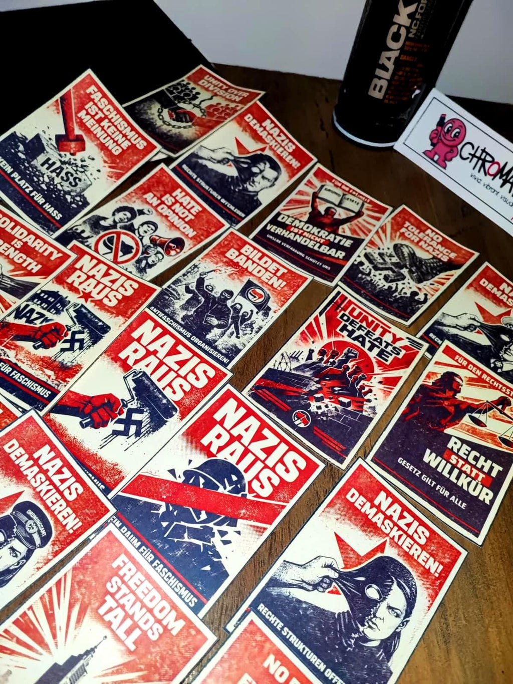 Antifa Sticker Pack (20 pcs) – Political Vintage Propaganda Style Stickers – Street Art Protest Set – Anti Fascism Art