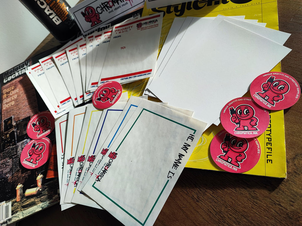 Graffiti Stickers 30 Pack – Slap Sticker Pack with Hi My Name & Eggshell – Pro Street Supply