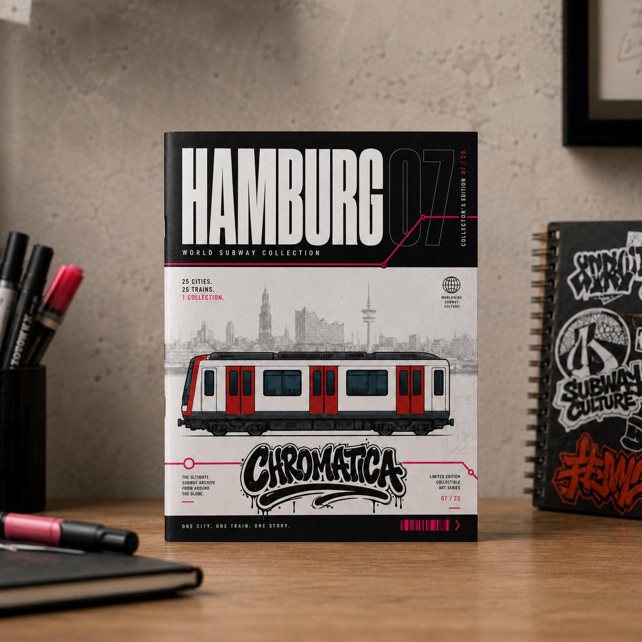 Hamburg Subway Coloring Page PDF, A4 Graffiti Train Printable, Hamburg U-Bahn Coloring Sheet, Street Art Train Art, City Series 07