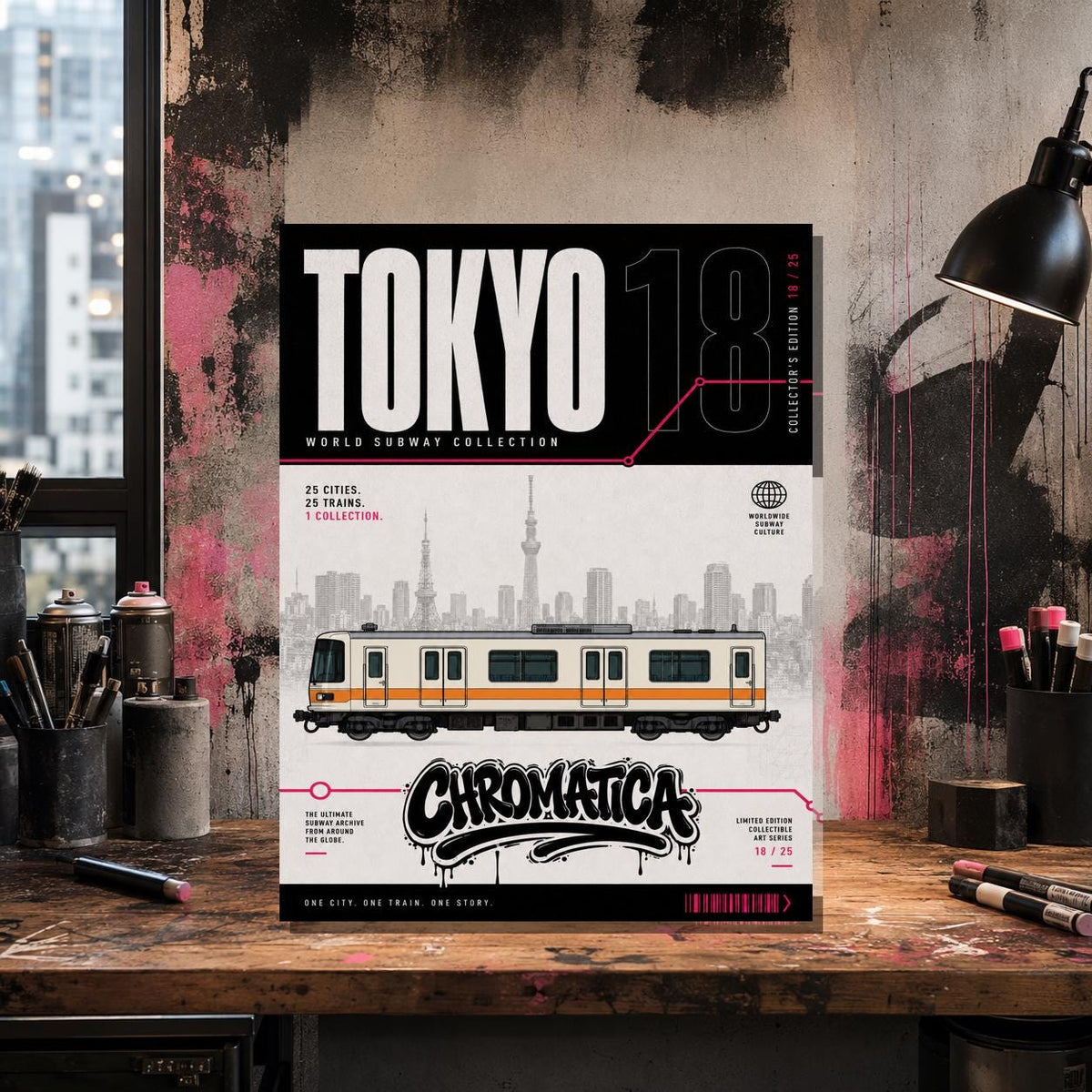 Tokyo Metro Coloring Page PDF, A4 Graffiti Train Printable, Tokyo Subway Coloring Sheet, Street Art PDF, City Series 18