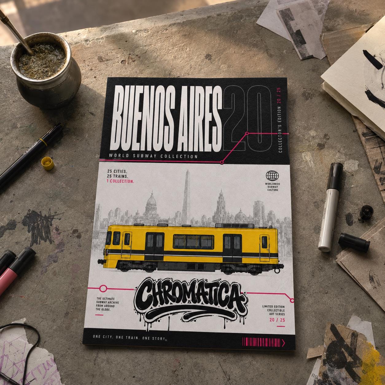 Buenos Aires Train Coloring Page PDF, A4 Graffiti Train Printable, Buenos Aires Subway Coloring Sheet, Street Art PDF, City Series 20