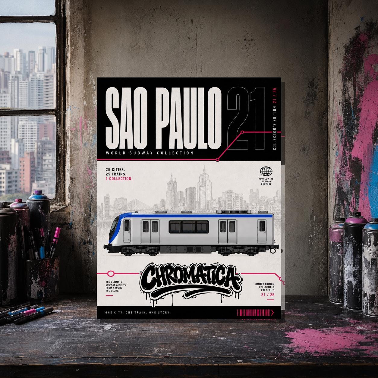 Sao Paulo Metro Coloring Page PDF, A4 Graffiti Train Printable, Sao Paulo Subway Coloring Sheet, Street Art PDF, City Series 21