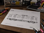 Paris Metro Coloring Page PDF, A4 Graffiti Train Printable, Paris Subway Coloring Sheet, Street Art Train Art, City Series 03