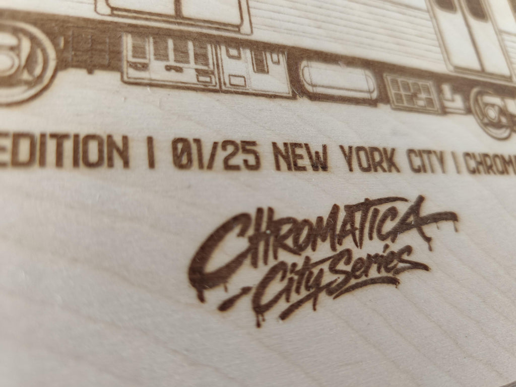New York City Graffiti Train Coloring Board, Engraved Birchwood A4, Limited Collector Edition with Certificate