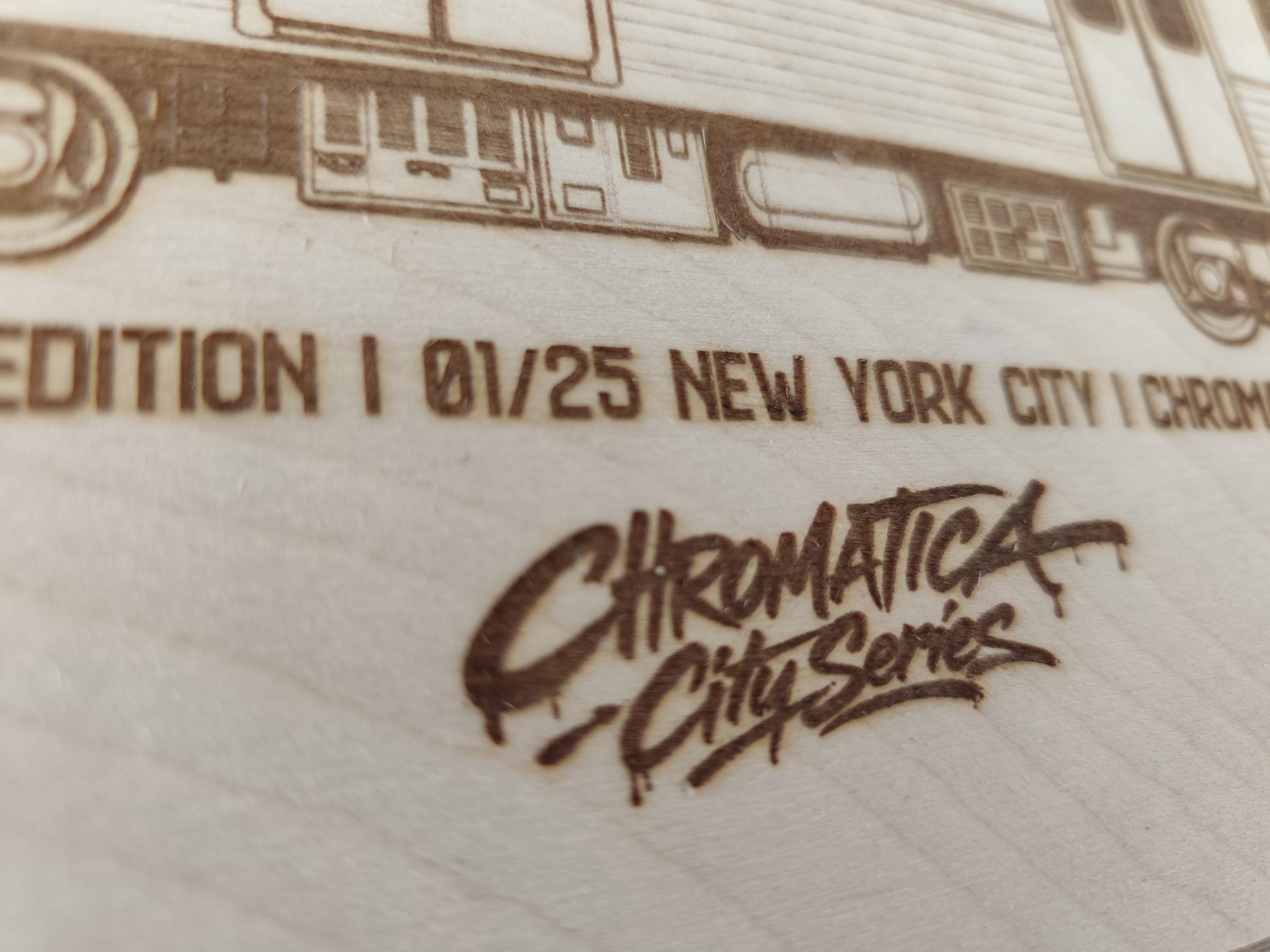 New York City Graffiti Train Coloring Board, Engraved Birchwood A4, Limited Collector Edition with Certificate