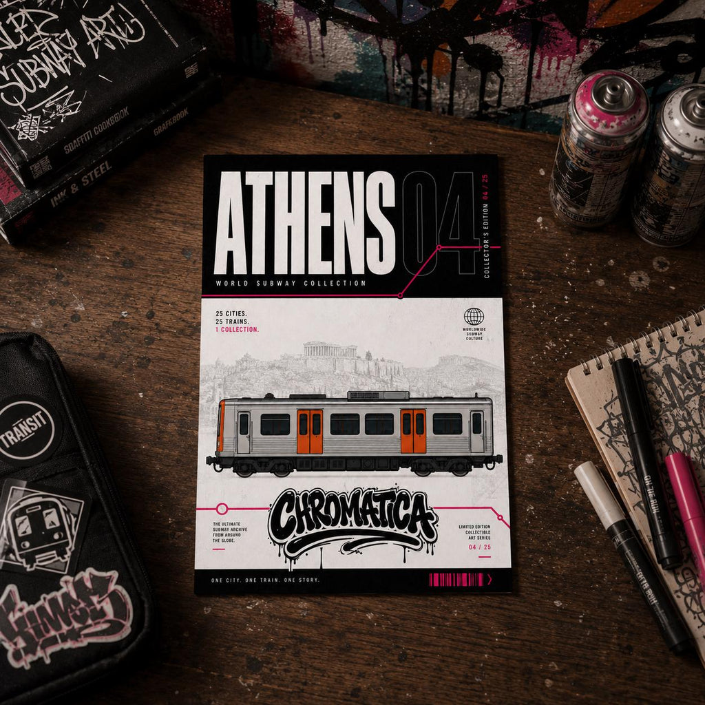 Athens Metro Coloring Page PDF, A4 Graffiti Train Printable, Athens Subway Coloring Sheet, Street Art Train Art, City Series 04