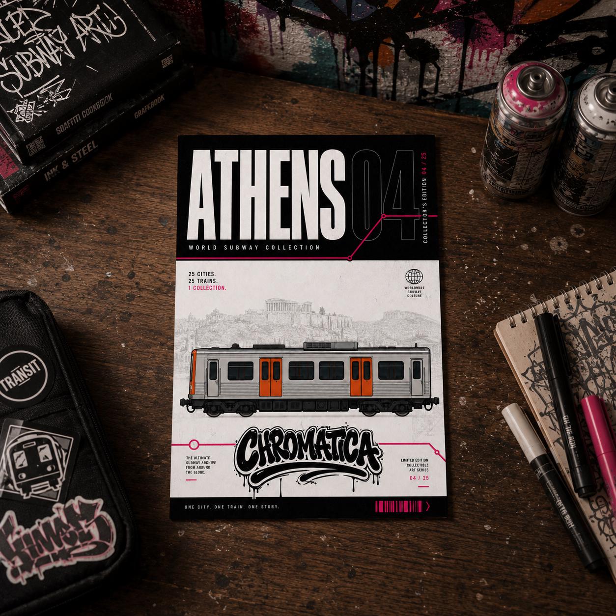 Athens Metro Coloring Page PDF, A4 Graffiti Train Printable, Athens Subway Coloring Sheet, Street Art Train Art, City Series 04
