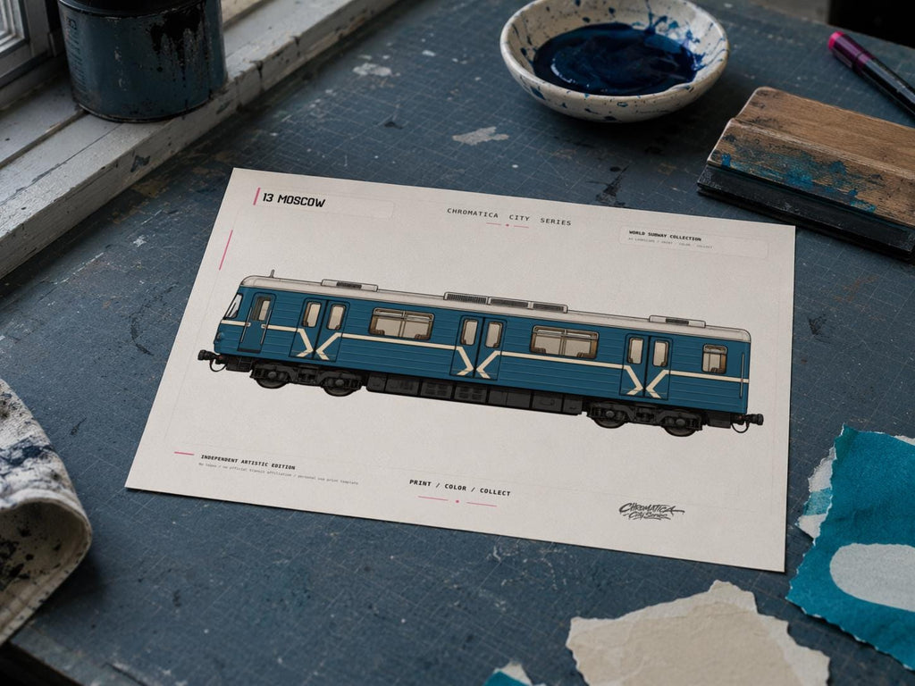 Moscow Metro Coloring Page PDF, A4 Graffiti Train Printable, Moscow Subway Coloring Sheet, Street Art PDF, City Series 13