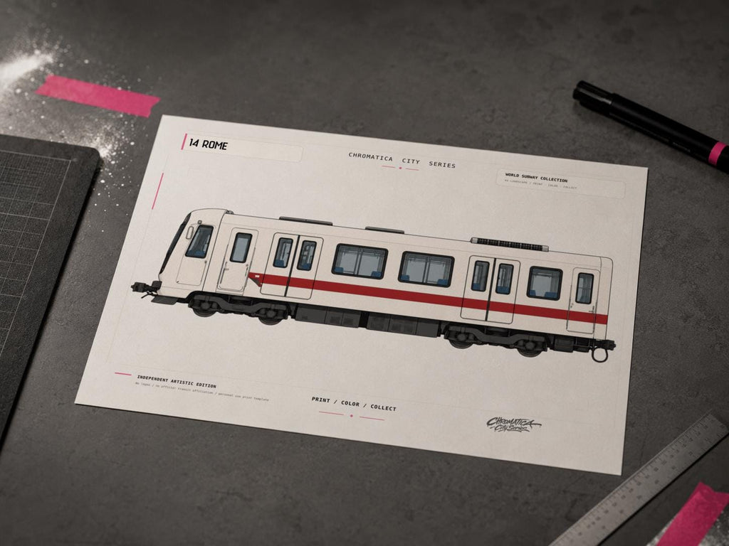 Rome Metro Coloring Page PDF, A4 Graffiti Train Printable, Rome Subway Coloring Sheet, Street Art PDF, City Series 14