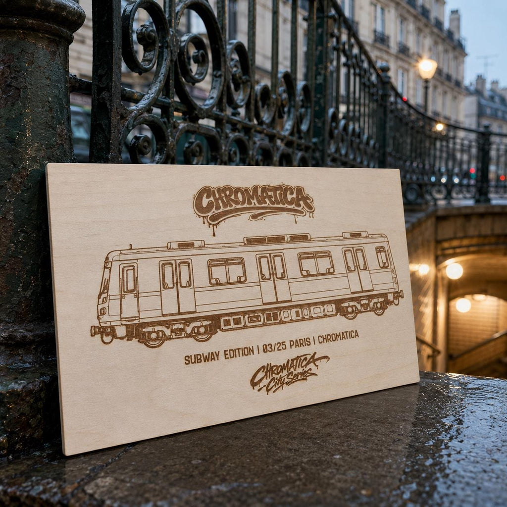 Paris Graffiti Train Template on Birch Wood, Engraved A4 Art Board, Limited Collector Edition with Certificate