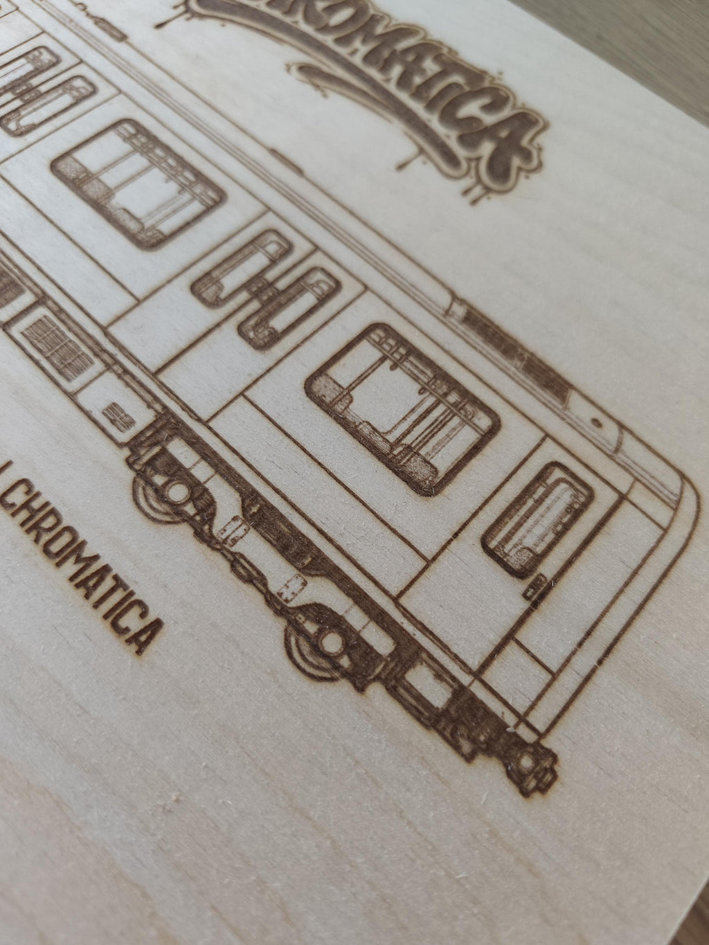 Paris Graffiti Train Template on Birch Wood, Engraved A4 Art Board, Limited Collector Edition with Certificate