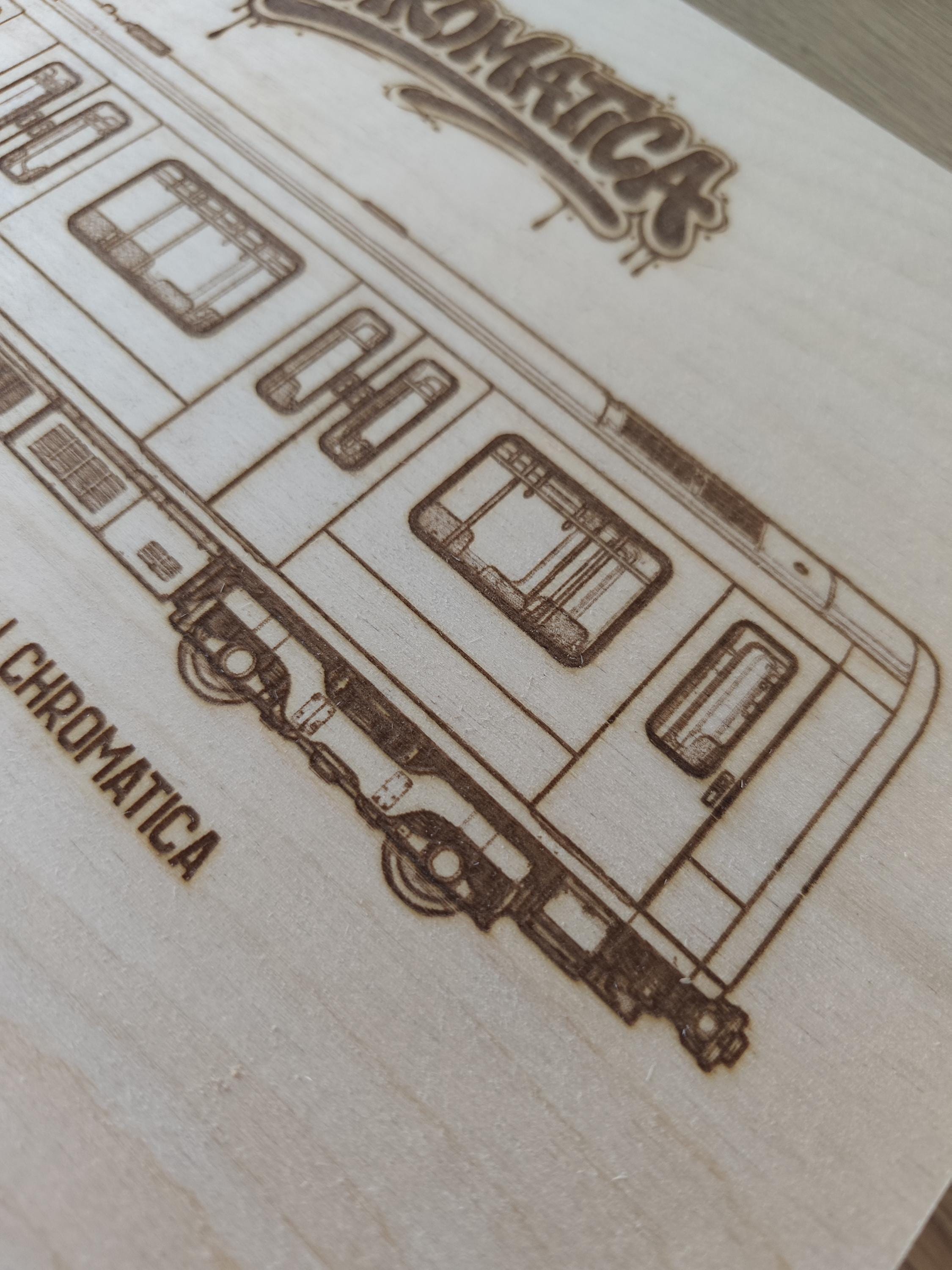 Paris Graffiti Train Template on Birch Wood, Engraved A4 Art Board, Limited Collector Edition with Certificate