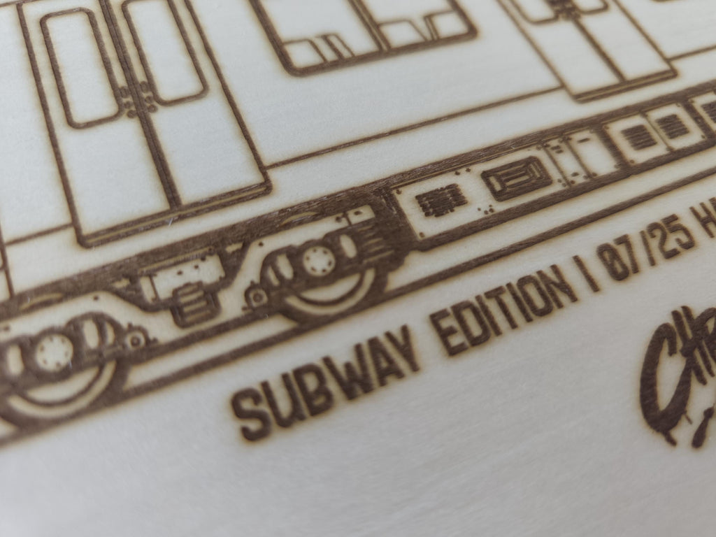 Hamburg Graffiti Train Template on Birch Wood, Engraved A4 Art Board, Limited Collector Edition with Certificate