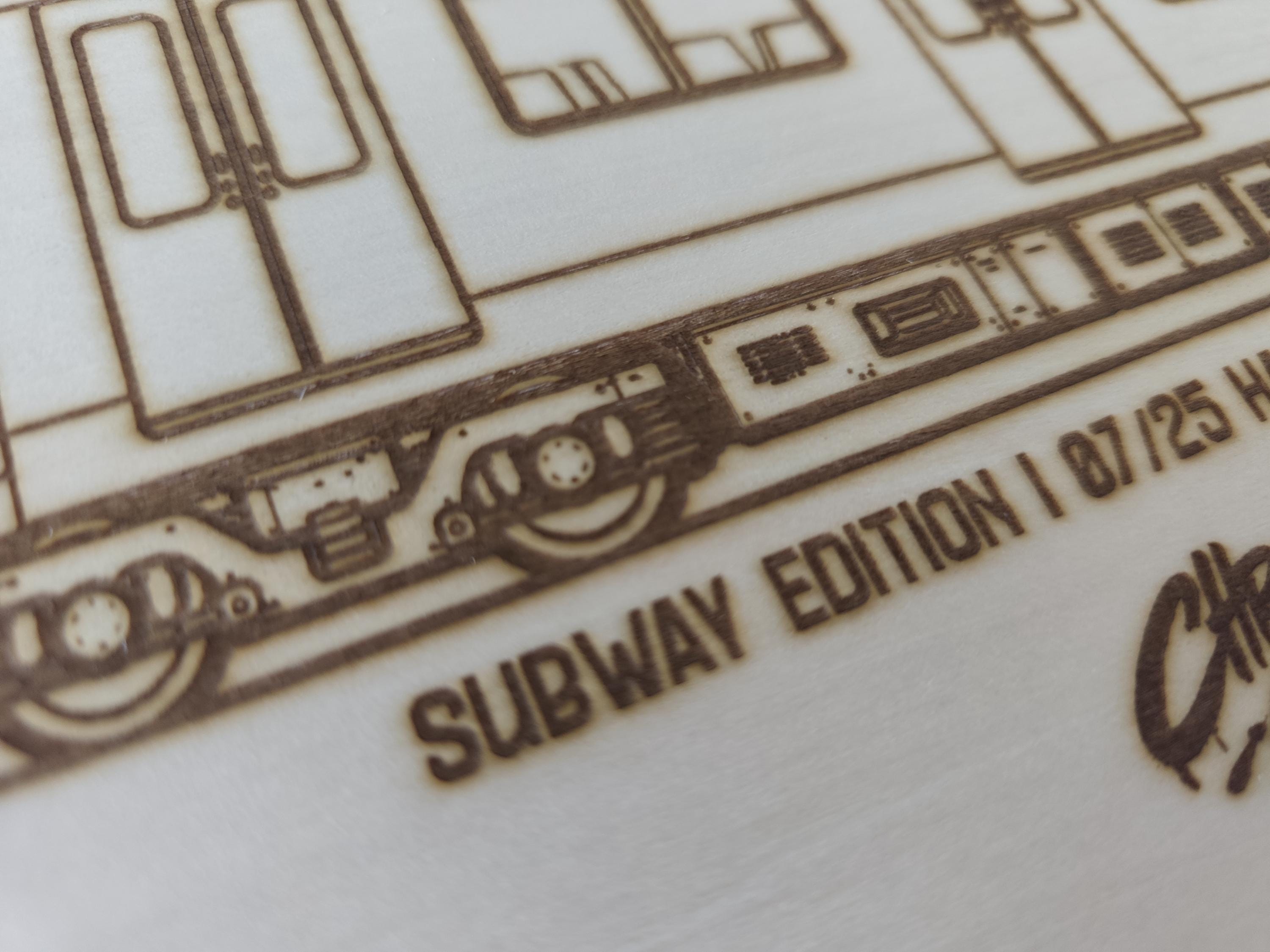 Hamburg Graffiti Train Template on Birch Wood, Engraved A4 Art Board, Limited Collector Edition with Certificate