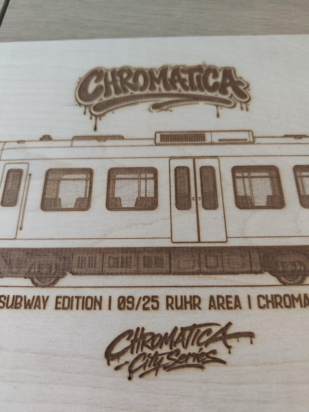 Ruhr Area Graffiti Train Template on Birch Wood, Engraved A4 Art Board, Limited Collector Edition with Certificate