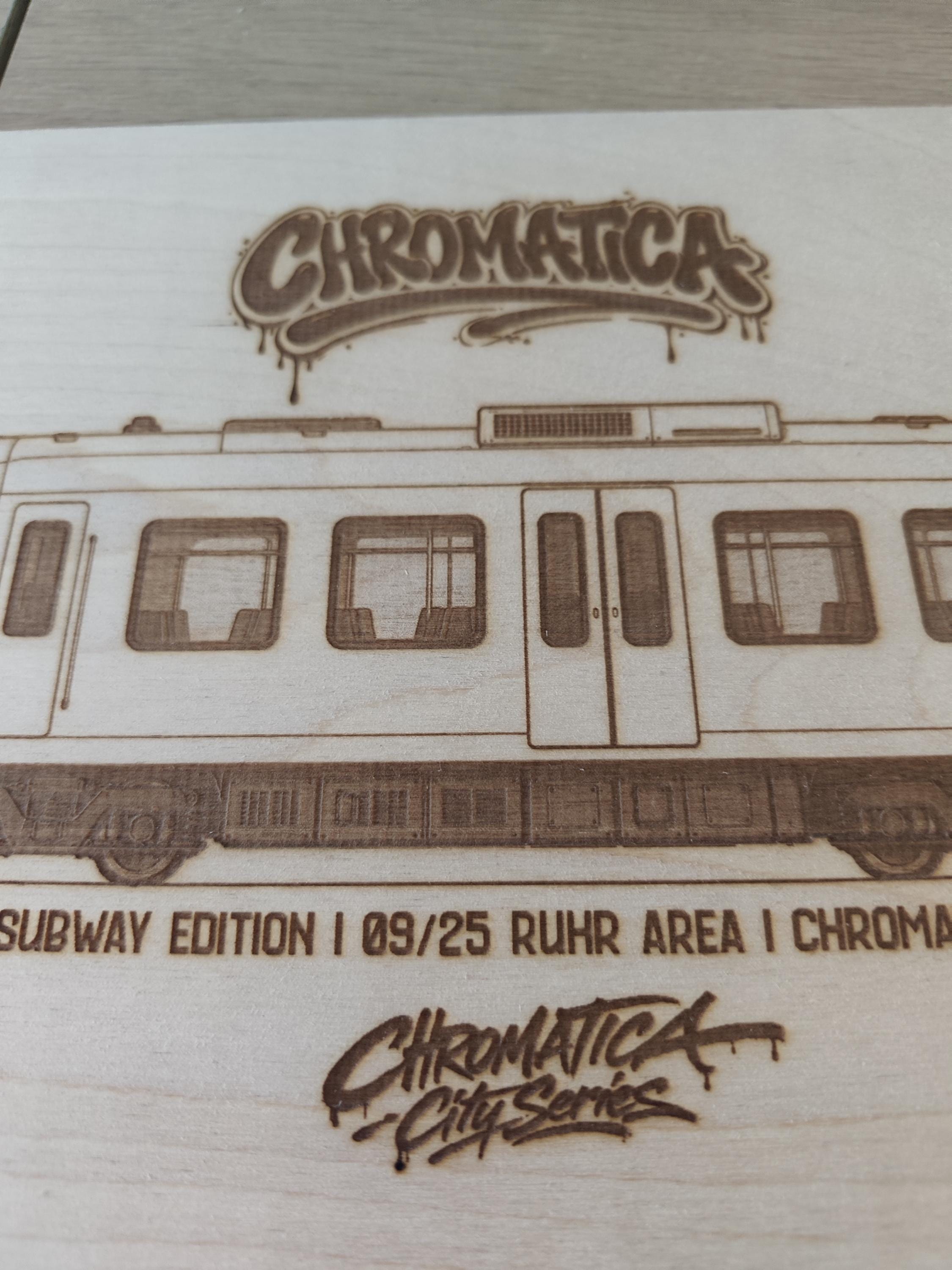 Ruhr Area Graffiti Train Template on Birch Wood, Engraved A4 Art Board, Limited Collector Edition with Certificate