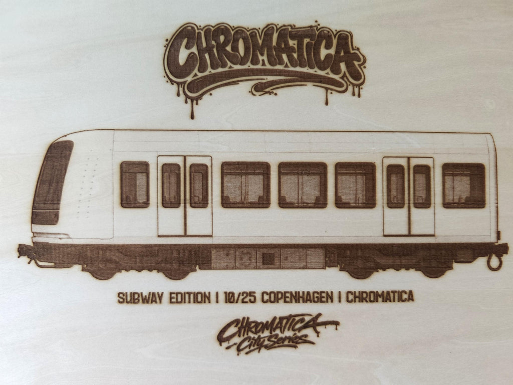 Copenhagen Graffiti Train Template on Birch Wood, Engraved A4 Art Board, Limited Collector Edition with Certificate