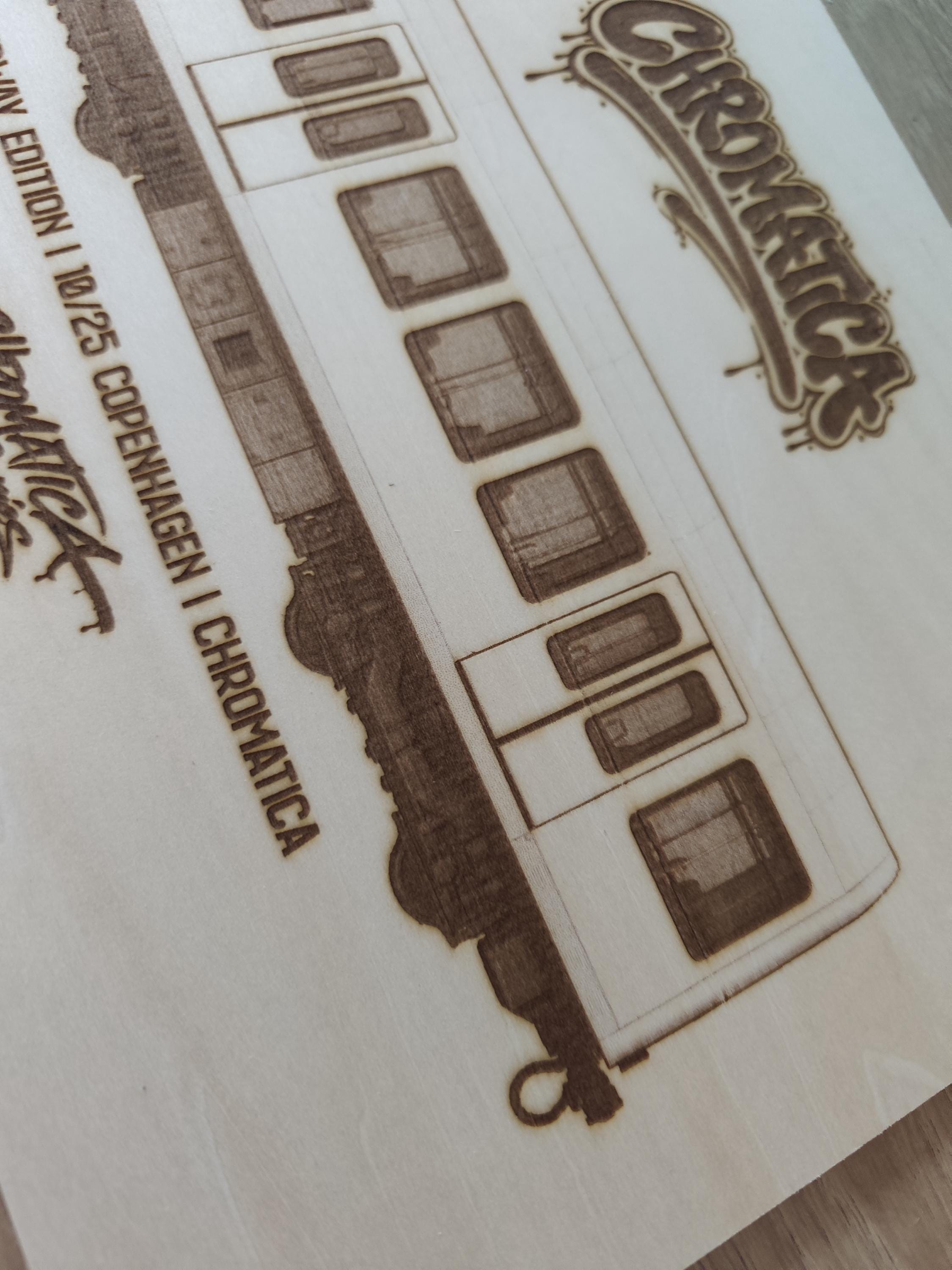 Copenhagen Graffiti Train Template on Birch Wood, Engraved A4 Art Board, Limited Collector Edition with Certificate