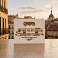 Madrid Graffiti Train Template on Birch Wood, Engraved A4 Art Board, Limited Collector Edition with Certificate