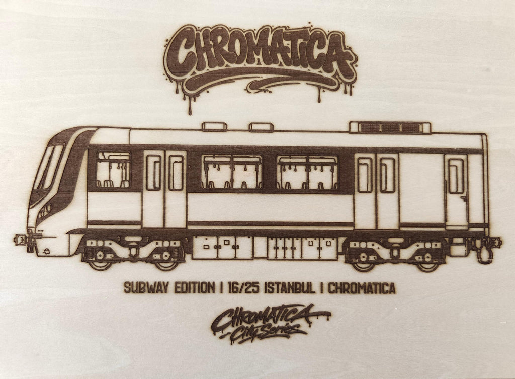 Istanbul Graffiti Train Template on Birch Wood, Engraved A4 Art Board, Limited Collector Edition with Certificate