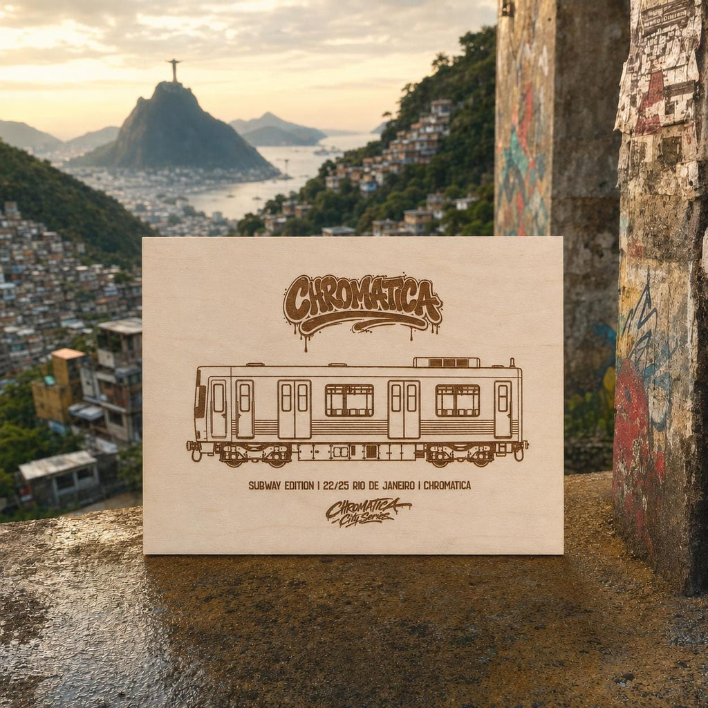 Rio de Janeiro Graffiti Train Template on Birch Wood, Engraved A4 Art Board, Limited Collector Edition with Certificate
