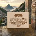 Rio de Janeiro Graffiti Train Template on Birch Wood, Engraved A4 Art Board, Limited Collector Edition with Certificate