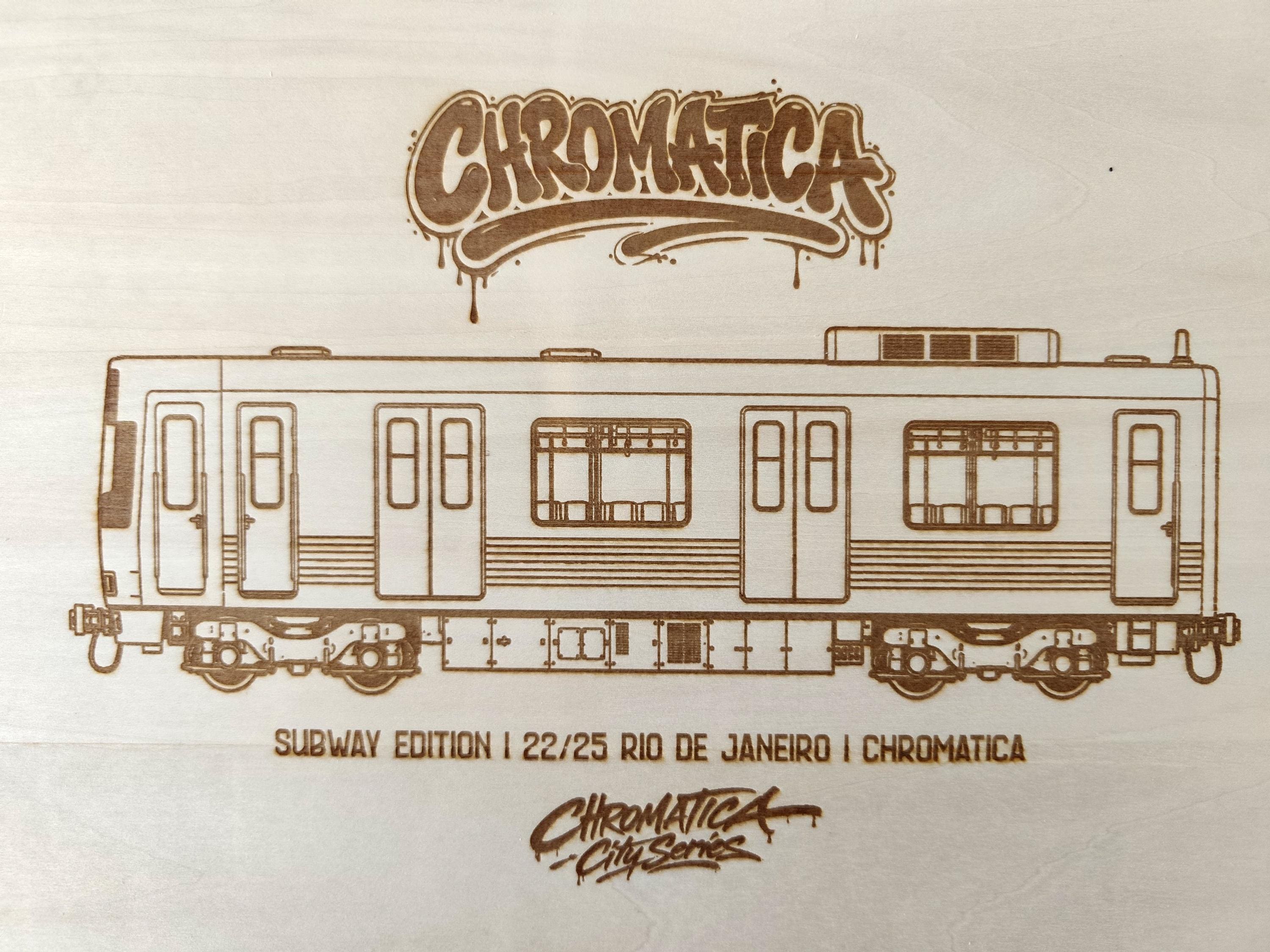 Rio de Janeiro Graffiti Train Template on Birch Wood, Engraved A4 Art Board, Limited Collector Edition with Certificate