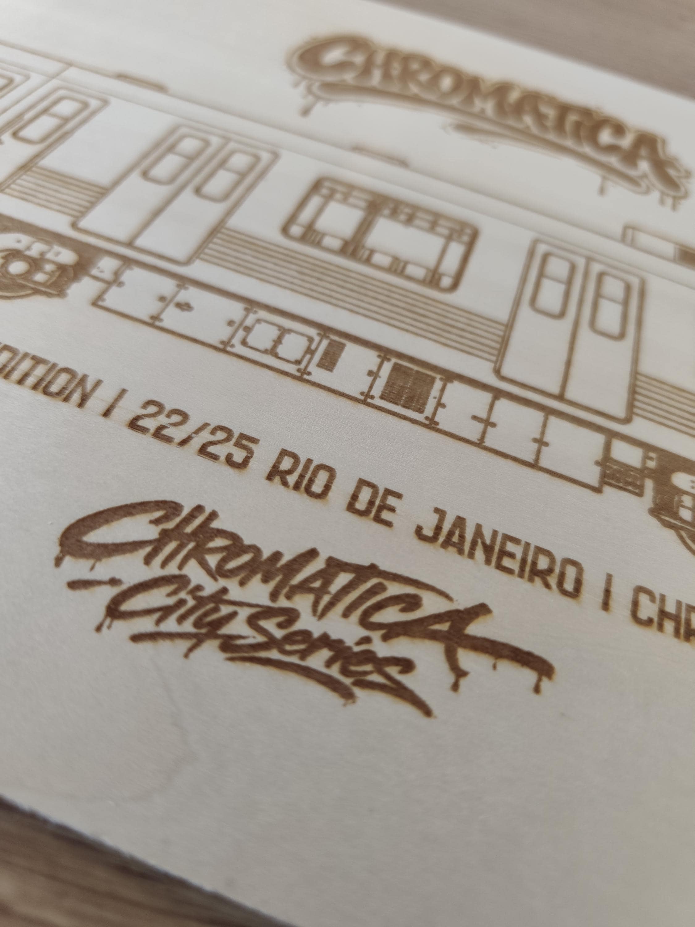 Rio de Janeiro Graffiti Train Template on Birch Wood, Engraved A4 Art Board, Limited Collector Edition with Certificate