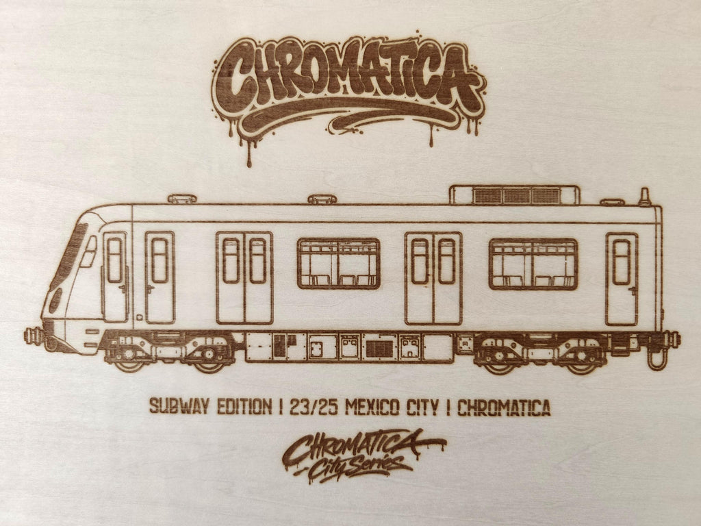 Mexico City Graffiti Train Template on Birch Wood, Engraved A4 Art Board, Limited Collector Edition with Certificate