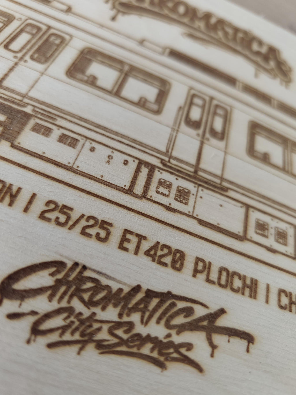ET420 Plochi Graffiti Train Template on Birch Wood, Engraved A4 Art Board, Limited German Collector Edition with Certificate