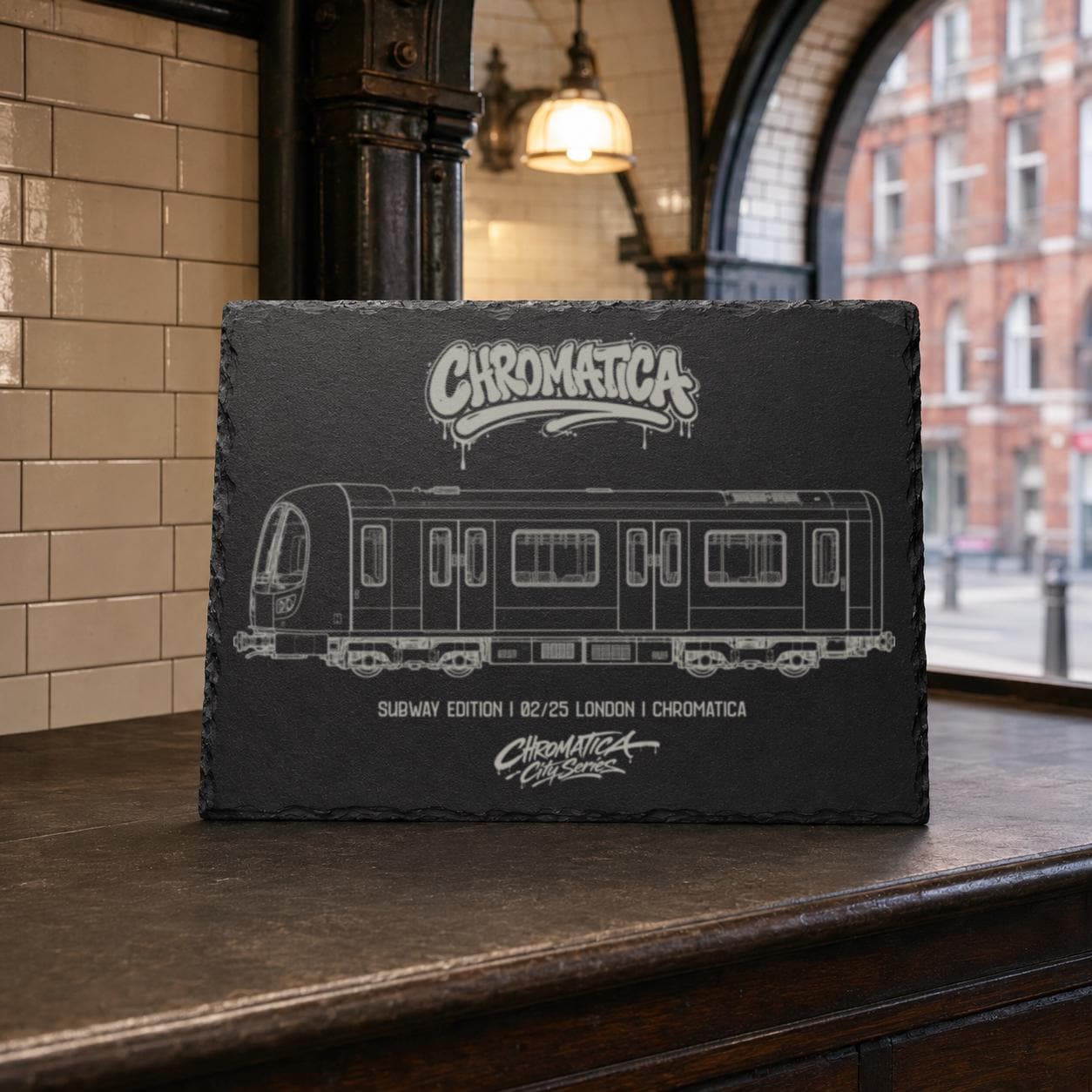 London Underground Slate Art, Laser-Engraved Plaque, Limited City Series Edition