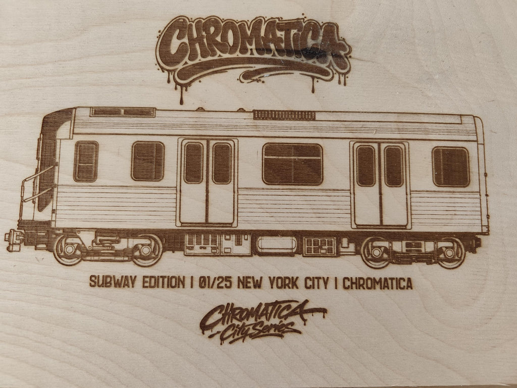 New York City Graffiti Train Coloring Board, Engraved Birchwood A4, Limited Collector Edition with Certificate