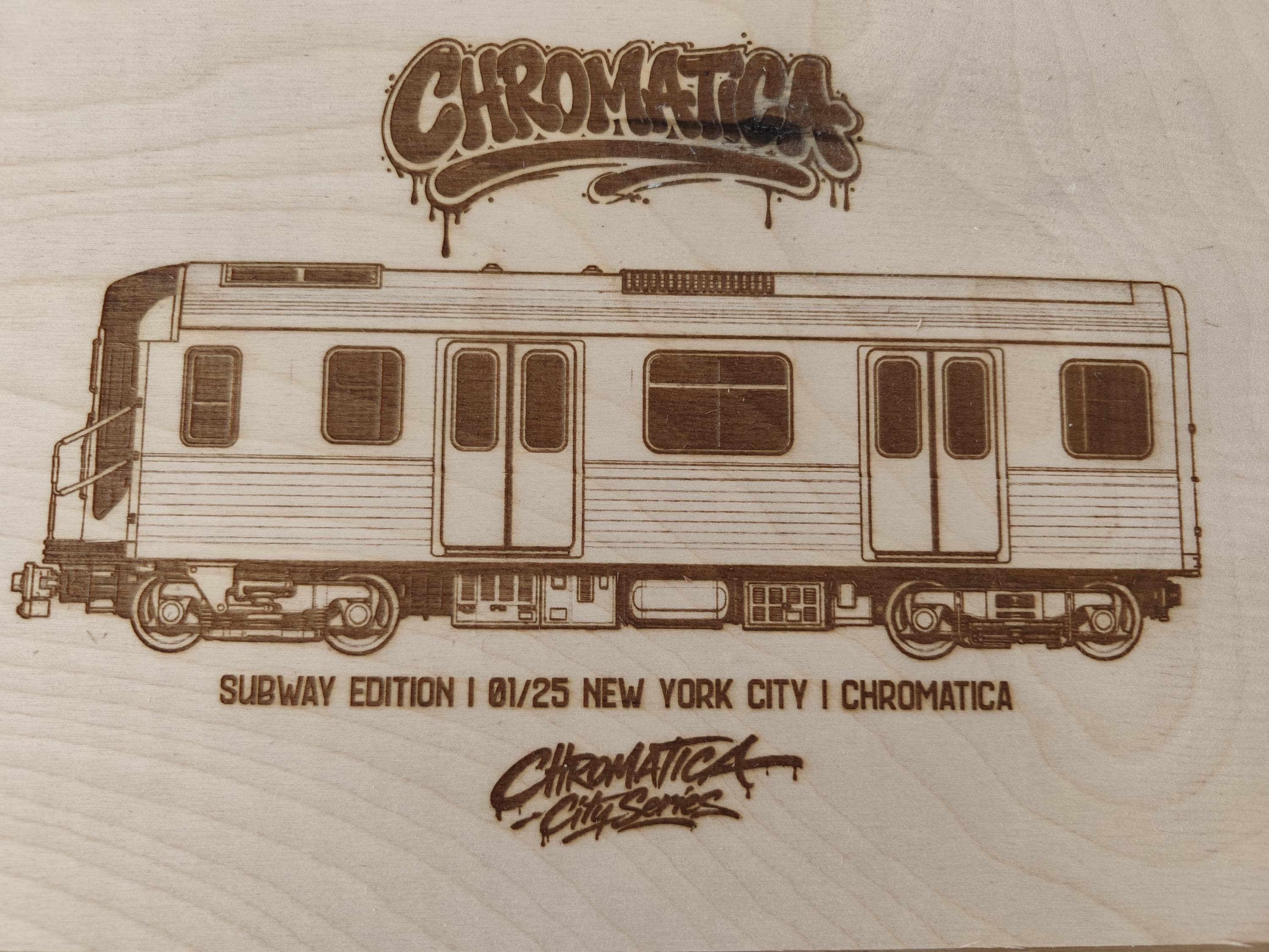 New York City Graffiti Train Coloring Board, Engraved Birchwood A4, Limited Collector Edition with Certificate
