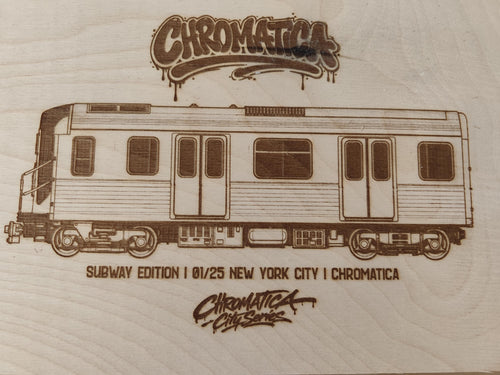 New York City Graffiti Train Coloring Board, Engraved Birchwood A4, Limited Collector Edition with Certificate