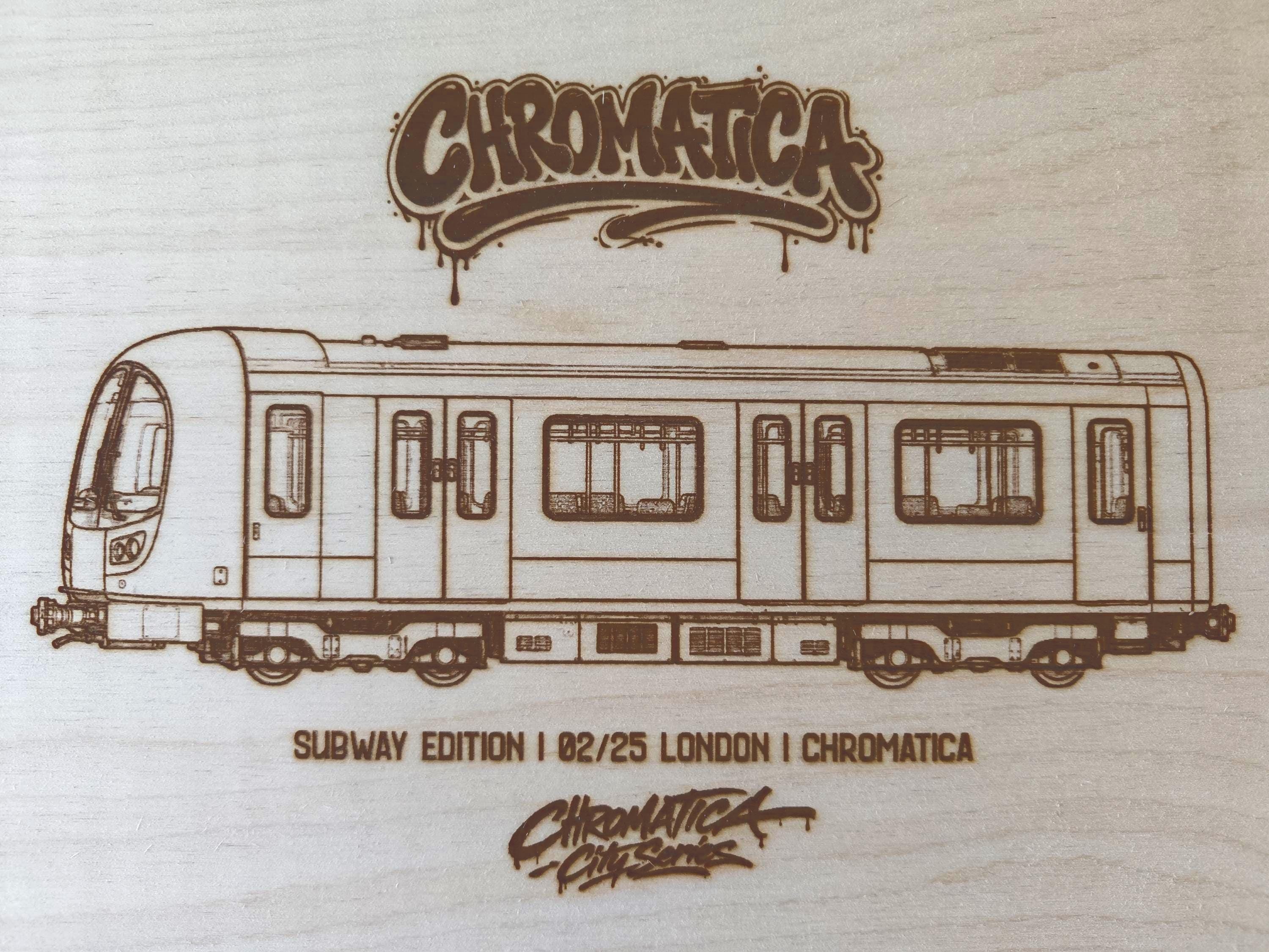 London Graffiti Train Coloring Board, Engraved A4 Birch Wood, Limited Collector Edition with Certificate