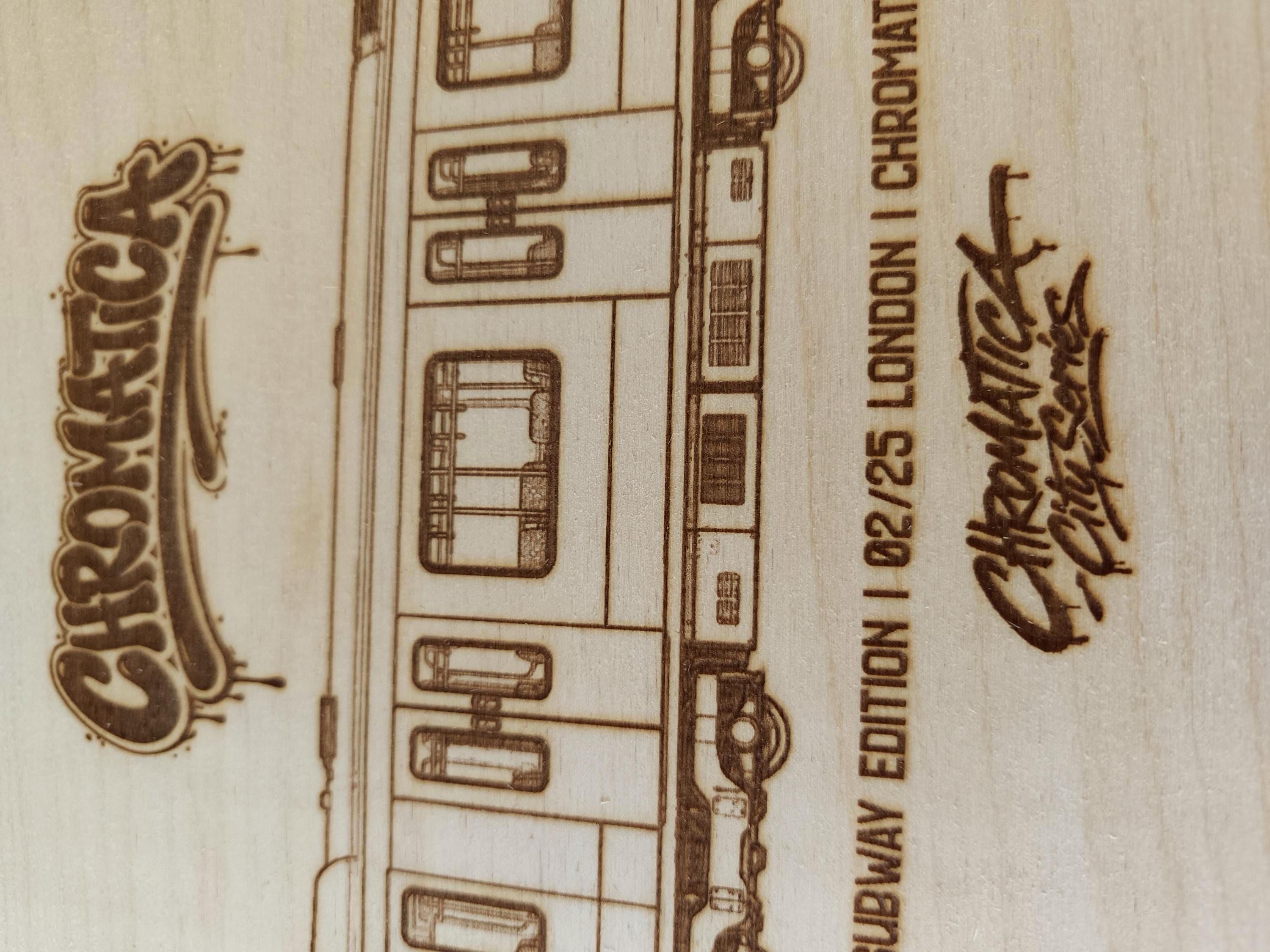 London Graffiti Train Coloring Board, Engraved A4 Birch Wood, Limited Collector Edition with Certificate